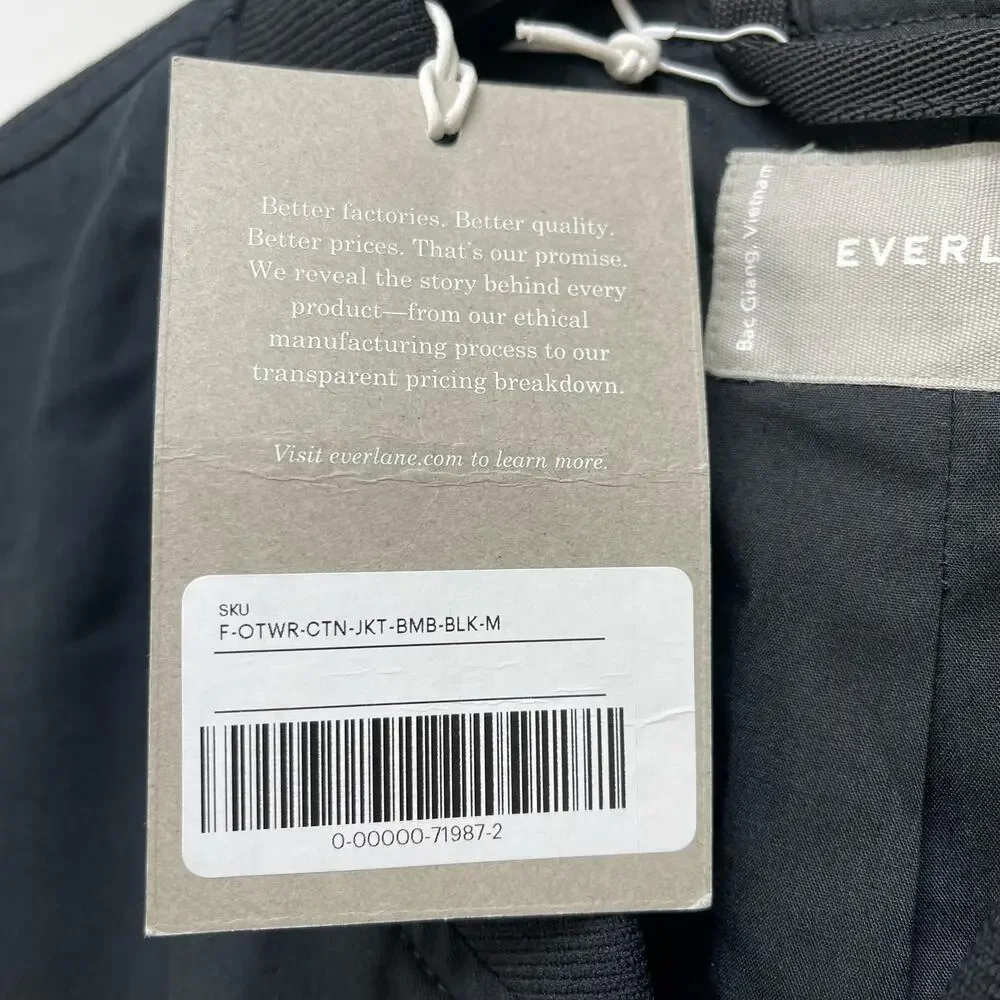 Everlane Womens Cotton Bomber Jacket Medium Black - Picture 8 of 9